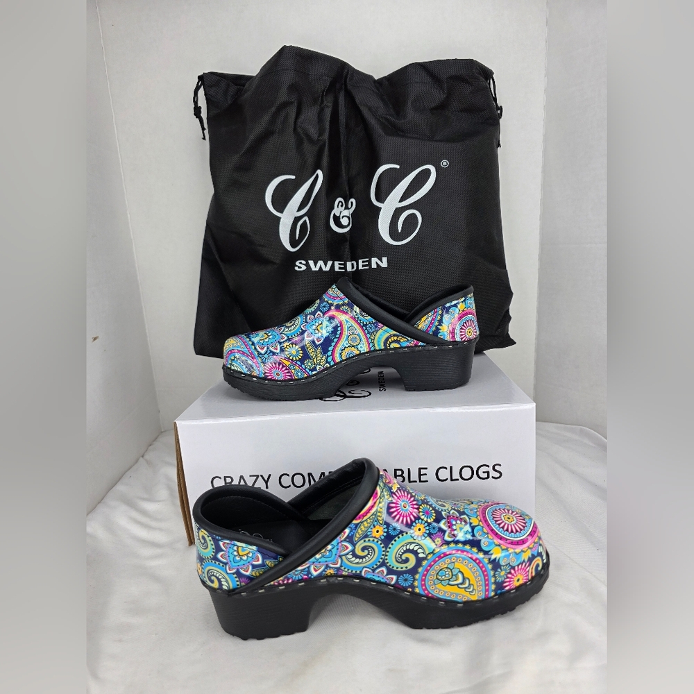 C & C SWEDEN BOMBAY GETAWAY CLOGS SHOES WOMENS 39 US 7.5 to 8